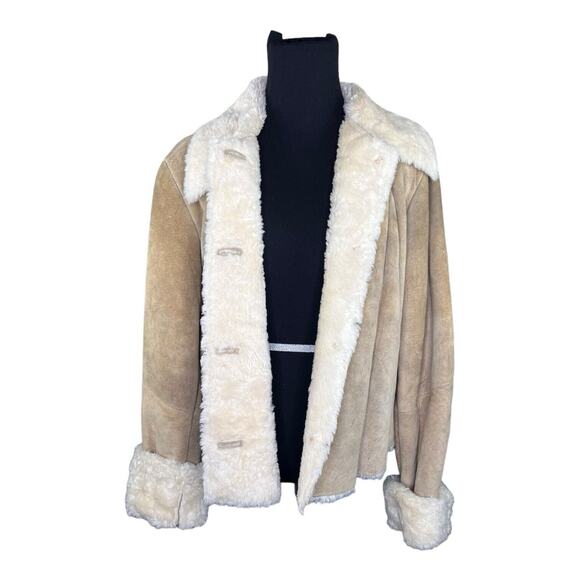 XOXO DIstressed Suede Jacket With Sherpa Lining Women’s Size XL Penny Lane Vibes - Picture 2 of 16